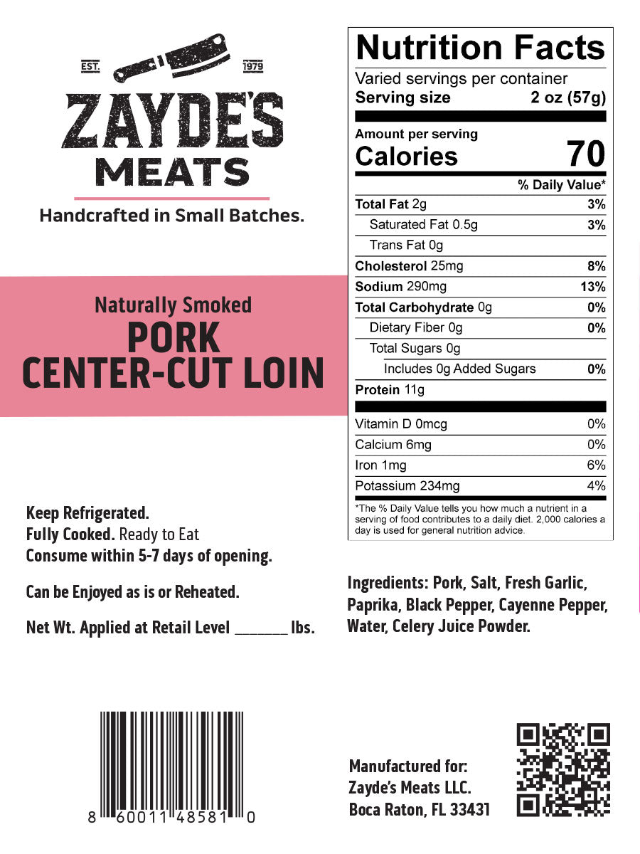 Whole Muscle Skinless and Boneless Pork Loin
